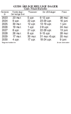 Lommekalender for helligdager